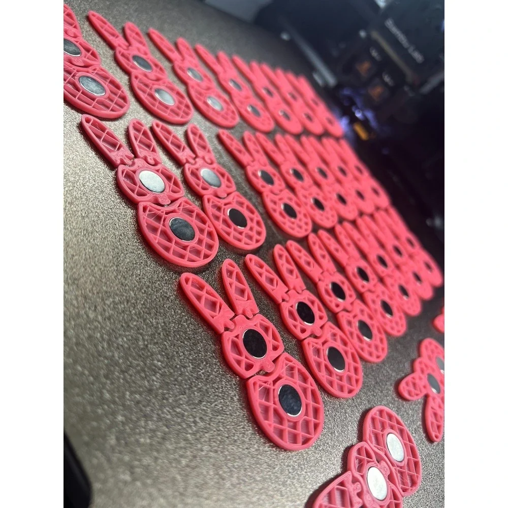 6pc 3D Printed Flexi Marshmallow Bunny‎ Magnets Articulated Easter Rabbit Decor
